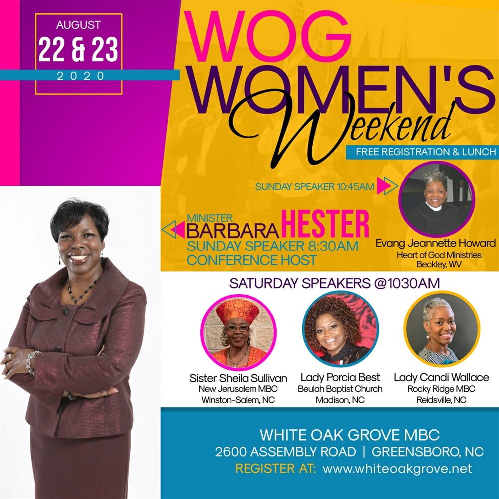 WOG Women's Weekend conference flyer, August 22 and 23